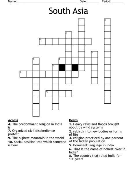 From south asia perhaps crossword. The Crossword Solver found 30 answers to "language in south east asia", 4 letters crossword clue. The Crossword Solver finds answers to classic crosswords and cryptic crossword puzzles. Enter the length or pattern for better results. Click the answer to find similar crossword clues . Enter a Crossword Clue. A clue is required. 