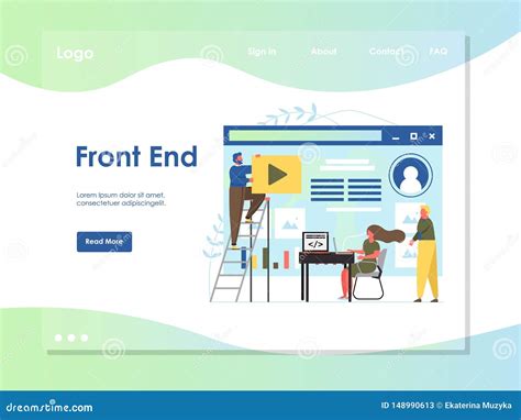 Front End Vector Website Landing Page Design Template Stock Vector