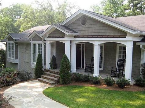 Jul 6, 2023 - See ranch porch design options for all styles of ranch homes - a porch adds value, curb appeal, and provide a place to relax and connect with neighbors and friends! #ranchstylehouseplans #frontporchdesigns .. 