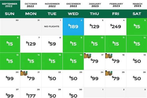 Frontier low fare calendar. 2022. DENVER – September 23, 2022 – Ultra-low fare carrier Frontier Airlines (NASDAQ: ULCC) has launched a blockbuster fall sale to get consumers 100% back to their travel … 