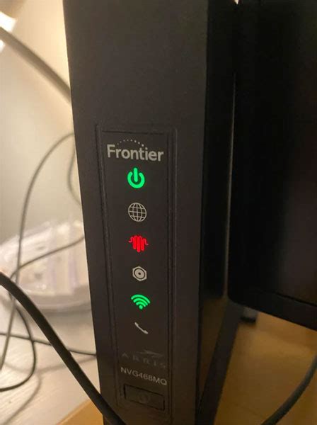 The most likely cause of this is that your router is not properly connected to the modem. To fix this, simply unplug the power cord from both devices, wait 30 seconds, and then plug them back in. If the status light is still red, please contact Frontier customer service for further assistance.. 
