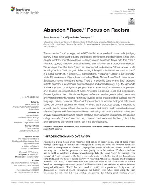 Frontiers Abandon “Race.” Focus on Racism