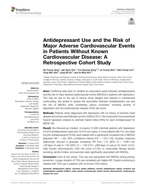 Frontiers Antidepressant Use and the Risk of Major Adverse ...