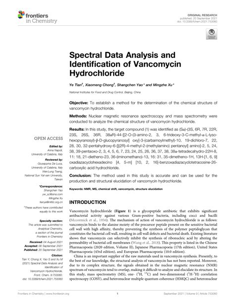 Frontiers Spectral Data Analysis and Identification of Vancomycin ...