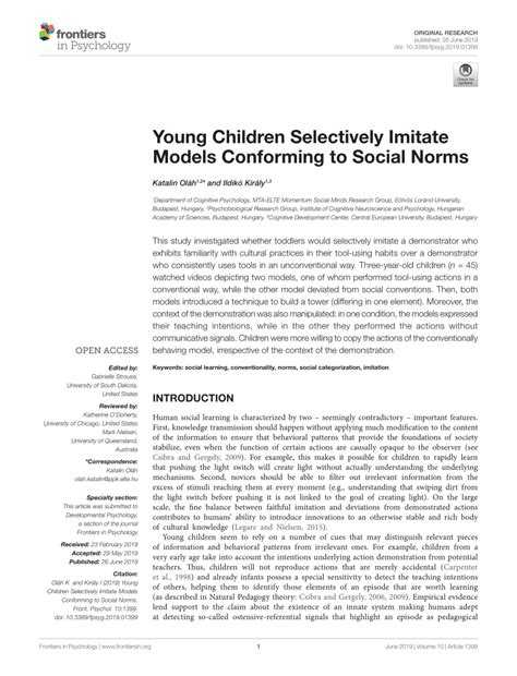 Frontiers Young Children Selectively Imitate Models …