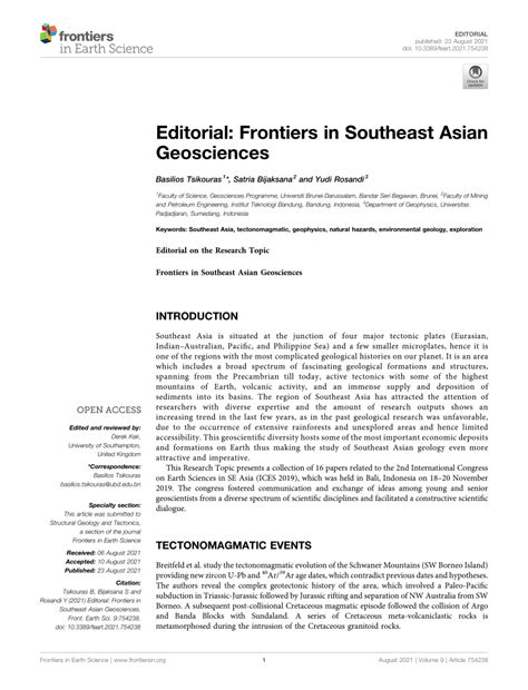 Frontiers in Southeast Asian Geosciences