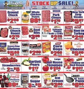 Froogles grocery store weekly ad. Discover our exclusive weekly specials and ads, tailored to elevate your grocery journey. From top-quality meats to fresh produce, we’re here to bring satisfaction to your table. Join us each week for incredible savings and experience the extraordinary at Piggly Wiggly. Thank you for choosing us as your go-to grocery store. Valid Thru. 