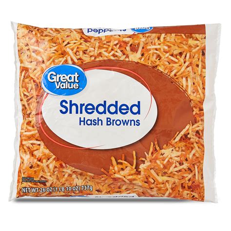 Frozen shredded hash browns. Add the shredded potatoes and pack them down tightly into a patty. Cover and cook just until the perimeters start to get golden, about 5 minutes. Use a spatula to press the top down. 