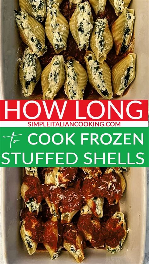 Frozen stuffed shells. How to cook frozen stuffed scallops shell on: Preheat oven to 375 degrees F. Take a sheet of aluminum foil and spread it out on a baking sheet. Place the frozen seafood onto the aluminum foil and bake in preheated oven for about 20 minutes, or until frozen seafood is cooked through. Remove from oven and let cool for a few minutes before serving. 