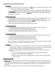 Frq 1 ap lit. The writing often demonstrates a lack of control over the conventions of composition: inadequate development of ideas, accumulation of errors, or a focus that is unclear, inconsistent, or repetitive. Essays scored a 3 may contain significant misreading and/or demonstrate inept writing. 2–1 These essays compound the weaknesses of the papers in ... 