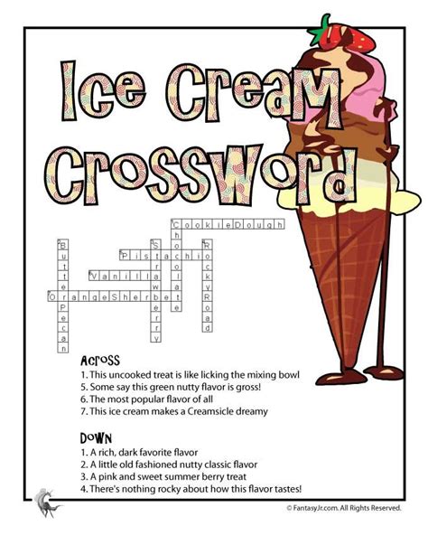 Fruit flavored ice dessert crossword. proud-minded. deceitful. trades for money. long wistfully. green spot in a desert. fortuitous. All solutions for "Ice-cream dessert" 15 letters crossword clue - We have 3 answers with 6 to 11 letters. Solve your "Ice-cream dessert" crossword puzzle fast & easy with the-crossword-solver.com. 