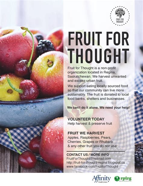 Fruit for thought. In Fruit For Thought we explore all things to do with fruits, from the taste, feel and look of them, to their history, nutritional information and health benefits. To kick-start our Fruit For Thought series, we're going to … 