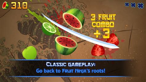 Fruit Ninja Classic is the premium version of the iconic fruit slicing game played by over a billion people from every continent on earth! Exclusive to this version of Fruit Ninja - enjoy uninterrupted slicing with zero ads or in-app purchases.. 