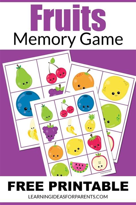 Fruits Memory Game Free Printable Learning Ideas for Parents Card
