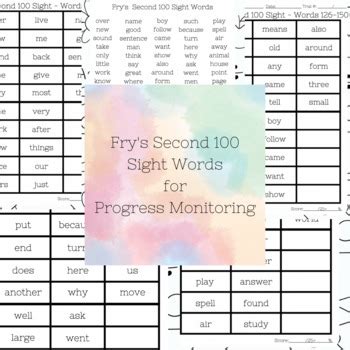 Fry Sight Word Progress Chart