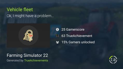 Fs 22 achievements. There are 45 achievements in Farming Simulator 22, worth a total of 1,000 Gamerscore. You can view the full list of Farming Simulator 22 achievements here. 