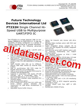 Ft232h datasheet pdf.  Description: Future Technology Devices International ...