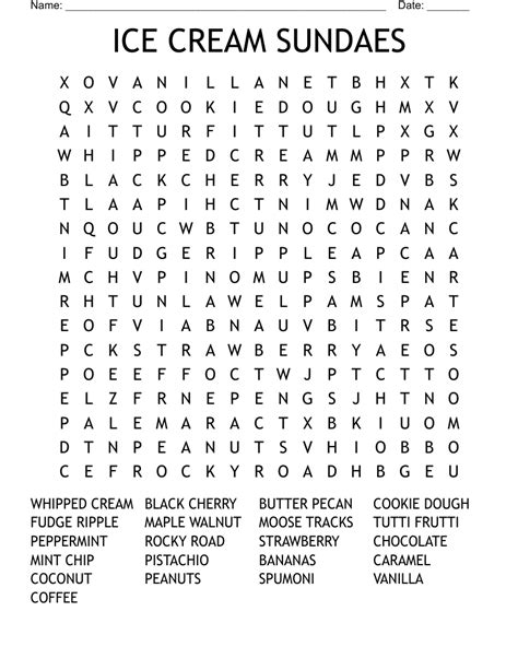 Fudge And Caramel Sundae Crossword