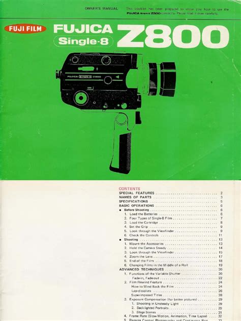 Fujica Single-8 Z800 Manual PDF - Scribd