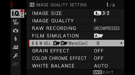Fujifilm black and white settings.  The settings include a For example, if Fujifilm ...