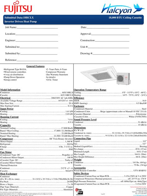 Fujitsu 18rclx Installation Manual