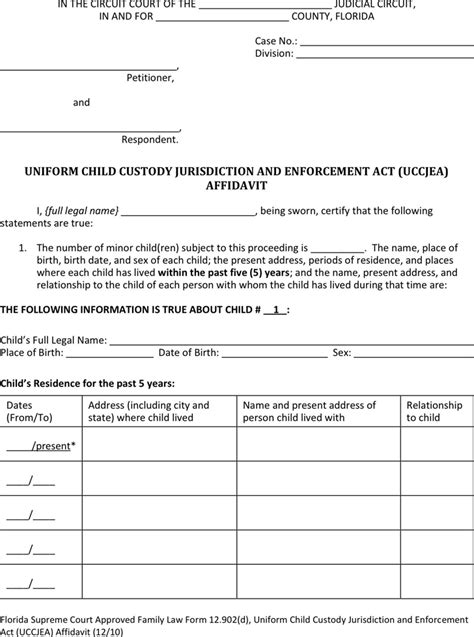 Full Custody in Florida - Florida Court Forms