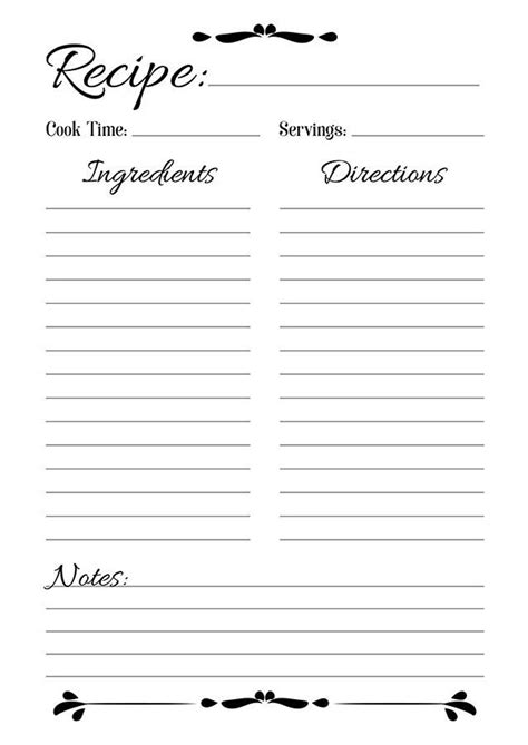 Full Page Printable Recipe Template