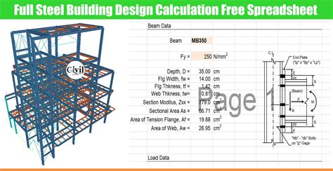 Full Steel Building Design Calculation Free Spreadsheet Engineering