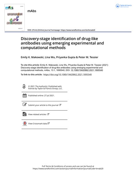 Full article: Discovery-stage identification of drug-like antibodies ...