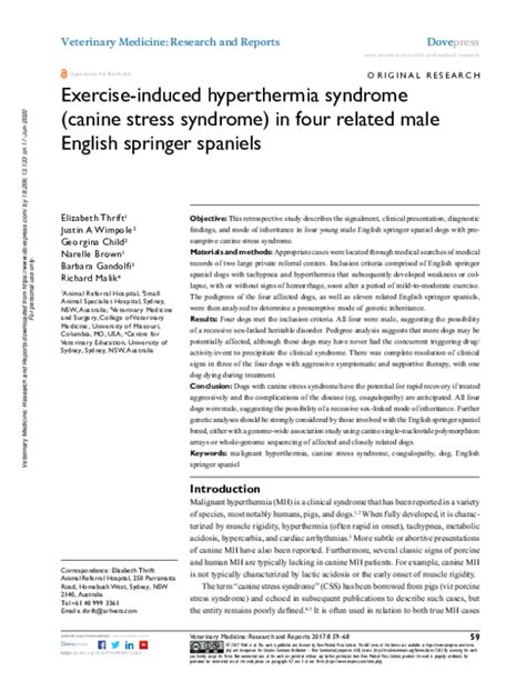 Full article: Exercise-induced hyperthermia syndrome (canine …