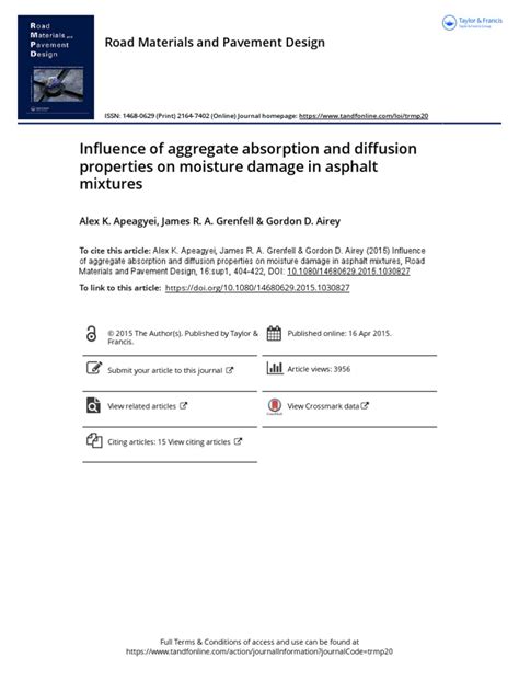 Full article: Influence of aggregate absorption and diffusion ...