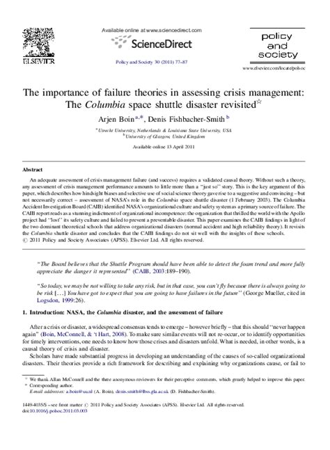 Full article: The importance of failure theories in assessing crisis ...