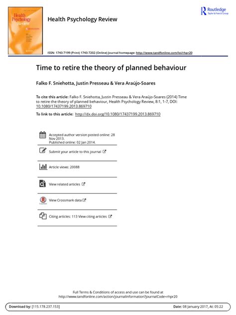 Full article: Time to retire the theory of planned behaviour