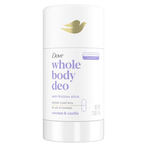 Full body deodorant. Meet Your NEW Deo: Superpowered With Vitamins. Find Dove Near You. Join The Dove Family. PRODUCTS. OUR MISSION. Keeps odors away with the help of Dove's Men's Whole Body Deodorant. This men's deodorant keeps you fresh and can safely go on your pits, privates and feet. 