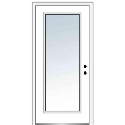 Steel Full Lite Unfinished Prehung Single Front Door with Brickmould Insulating Core. Multiple Options Available. JELD-WEN. 4-9/16-in Tempered Blinds Between The Glass Primed Steel Center-hinged Patio Door. Multiple Options Available. Sponsored. Therma-Tru. 32-in x 80-in Fiberglass Full Lite Left-Hand Outswing Unfinished Prehung Door Front Door .... 