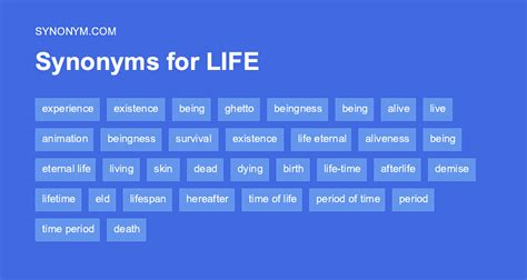 life - Synonyms, related words and examples | Cambridge English Thesaurus. 