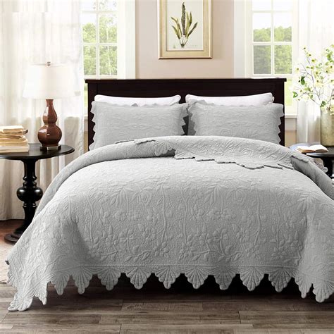 Full size bedspreads amazon. GRT Quilt Set Full/Queen Size - Bluish Grey Lightweight Summer Quilt Bedding Set, Ultra-Soft ... 