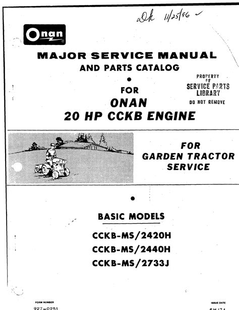 Full text of "927 0251 Onan CCKB (20HP Tractor) Engine Major