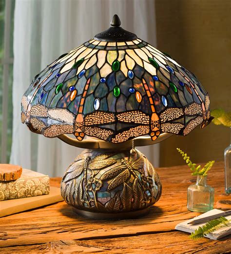 JGWSMQ Sea Blue Dragonfly Style Tiffany Table Lamp Handmade Stained Glass Bedside Table Lamp Desk Reading Light 8" Wide 14" Tall for Small Space Bedroom Home Office with LED Bulb. 42. $7999. Save 10% with coupon. FREE delivery Sat, Sep 9. Or fastest delivery Wed, Sep 6. Only 3 left in stock - order soon.. Fumat tiffany style desk lamp lotus leaf table light dia12 inch e27 lamps dragonfly lampshade stained glass home decor lamps.htm