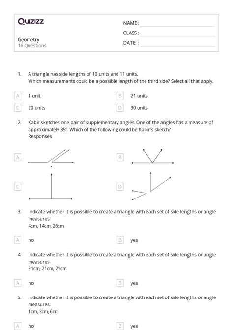 Fun Color Code Geometry 7th Grade Worksheets