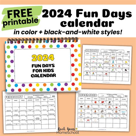 Fun Days & Activities for Kids Calendar 20202021 Rock Your Homeschool