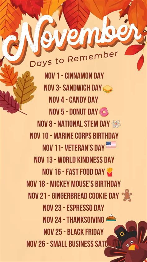 Fun Days to Celebrate in November with a Calendar for Your Fridge