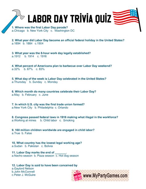 Fun Labor Day Trivia Questions With Answers Trivia Questions and Answer