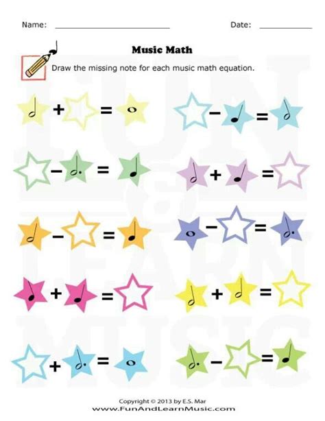 Fun Music Math Worksheet for Beginners