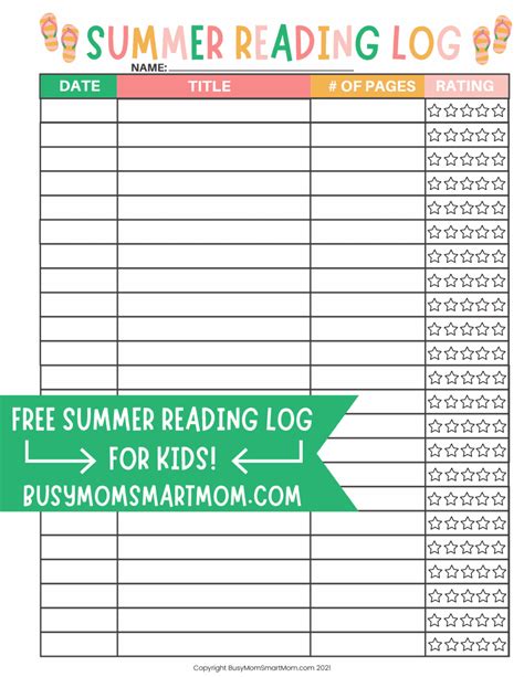 Fun Summer Reading List and Log For Kids Free Printable