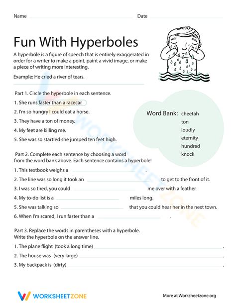 Fun With Hyperboles Worksheet