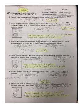 Fun With Water Potential Answers Key