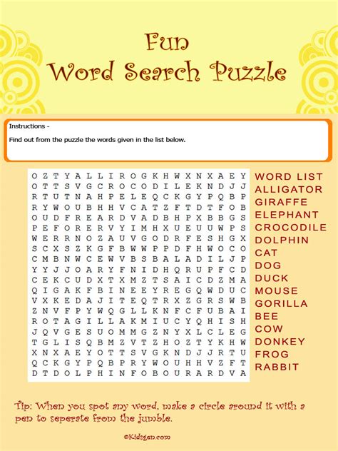 Fun Word Search template