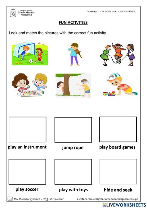 Fun activities drop worksheet Live Worksheets Worksheets Library