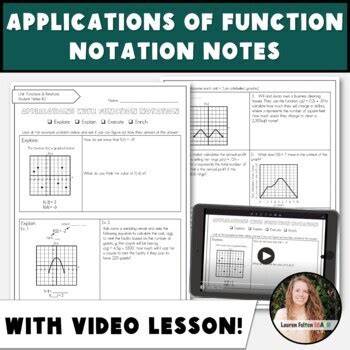 Function Notation Word Problems and Real World Applications Lauren